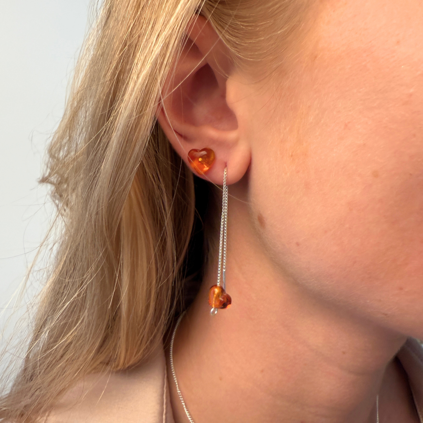 Hjerte pull through øreringe