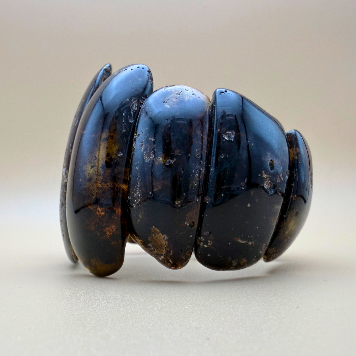 Large Moss Amber Bracelet, One of a Kind