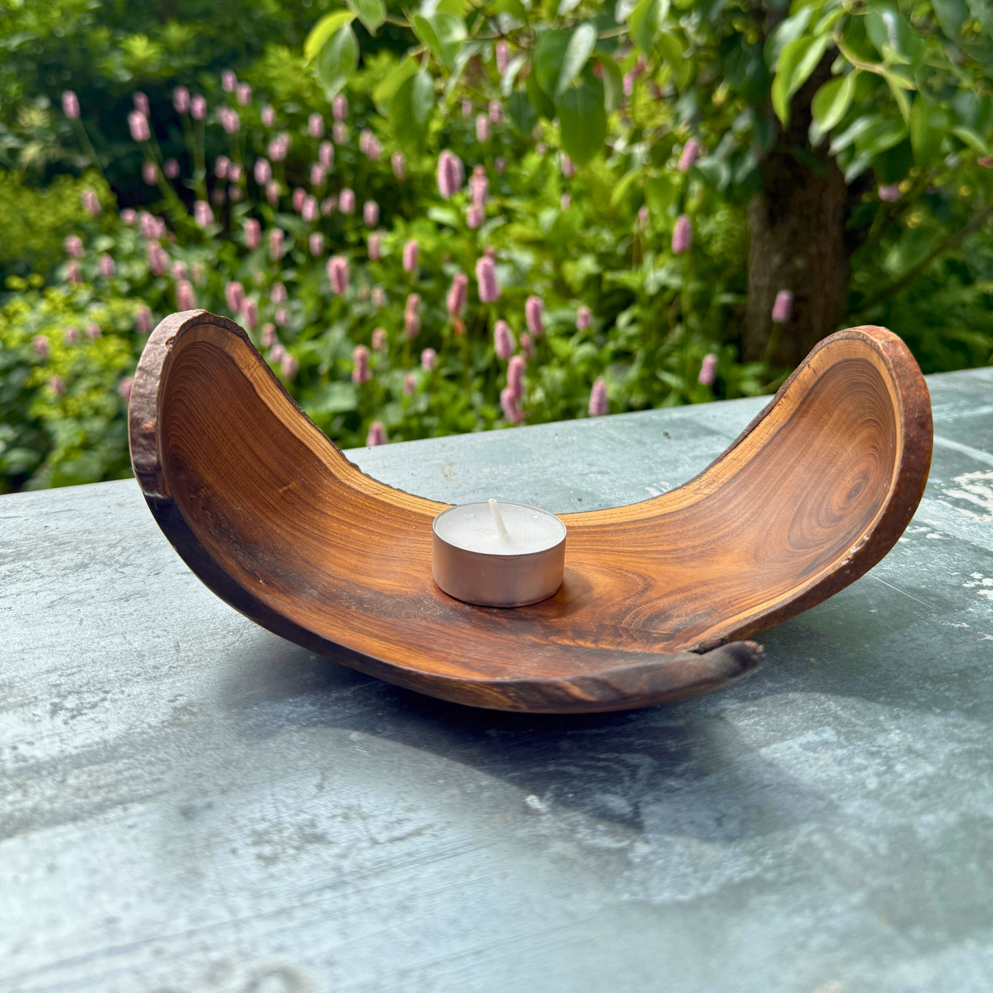 Sculptural Laburnum Wood Tray with Curved Edges