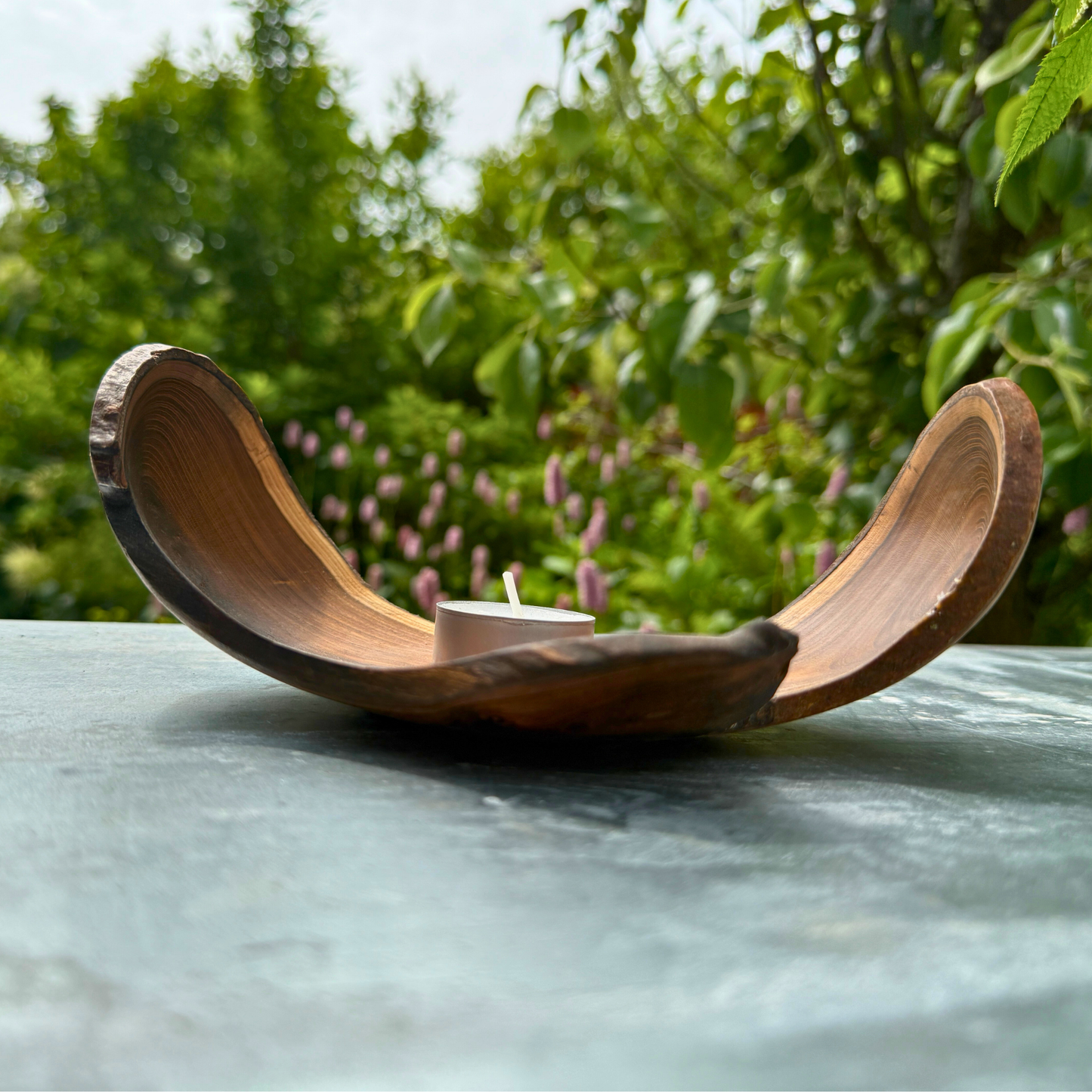 Sculptural Laburnum Wood Tray with Curved Edges