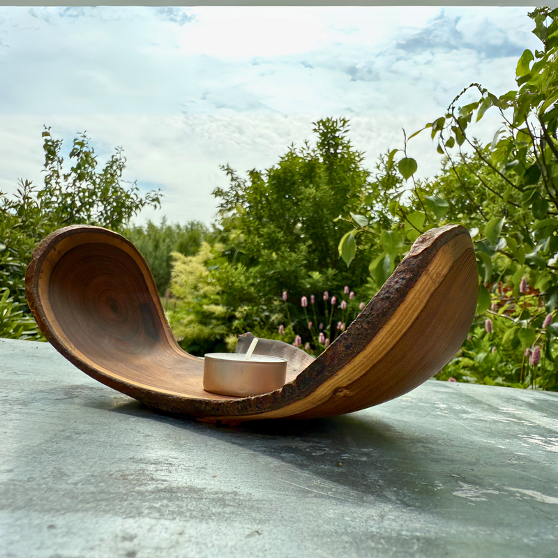 Sculptural Laburnum Wood Tray with Curved Edges
