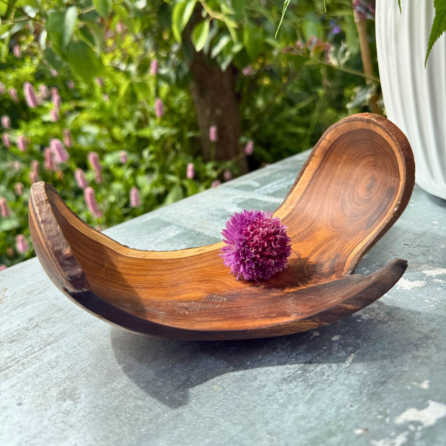 Sculptural Laburnum Wood Tray with Curved Edges