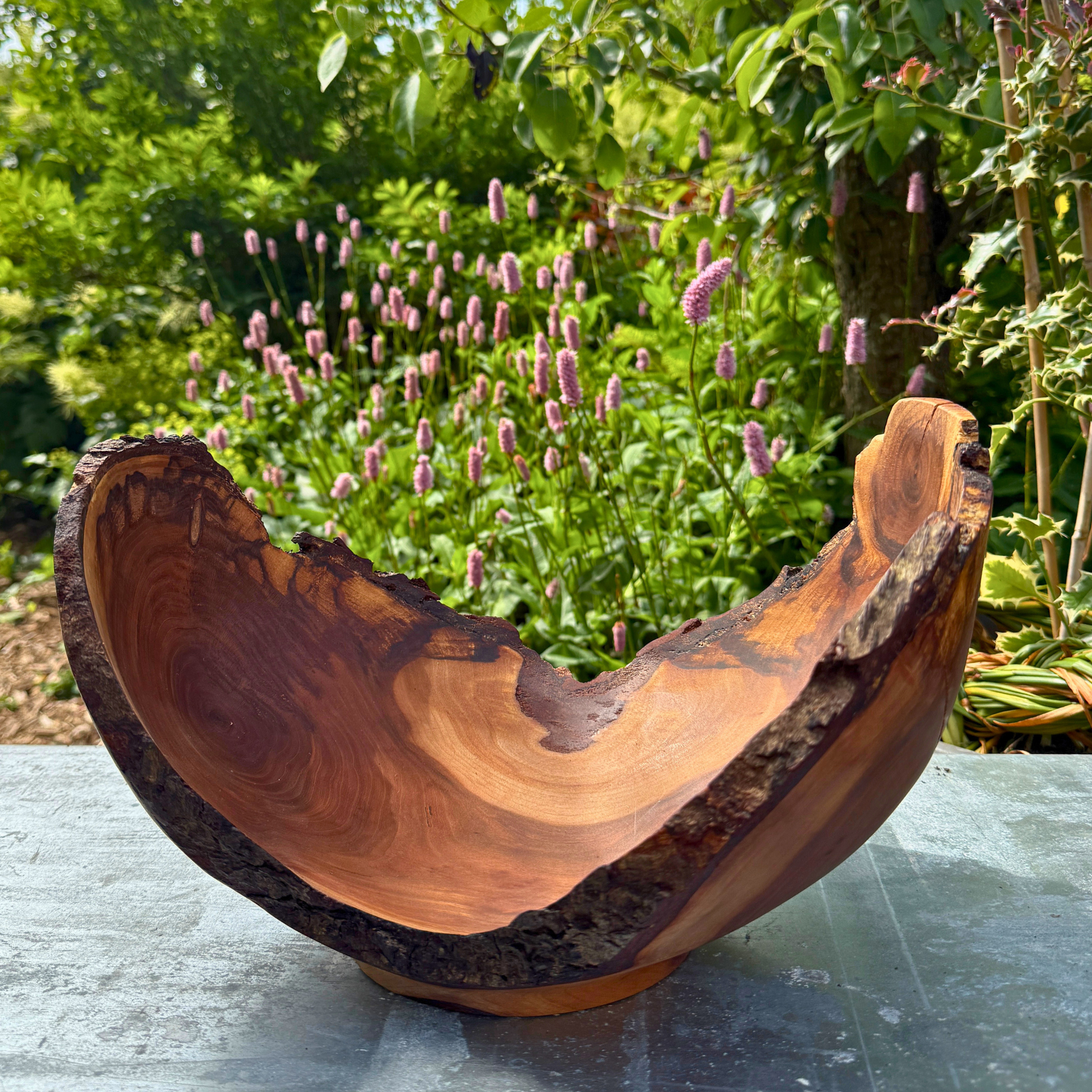 Large Black cherrywood Bowl – Bark Edge & Handmade | Ravgaard