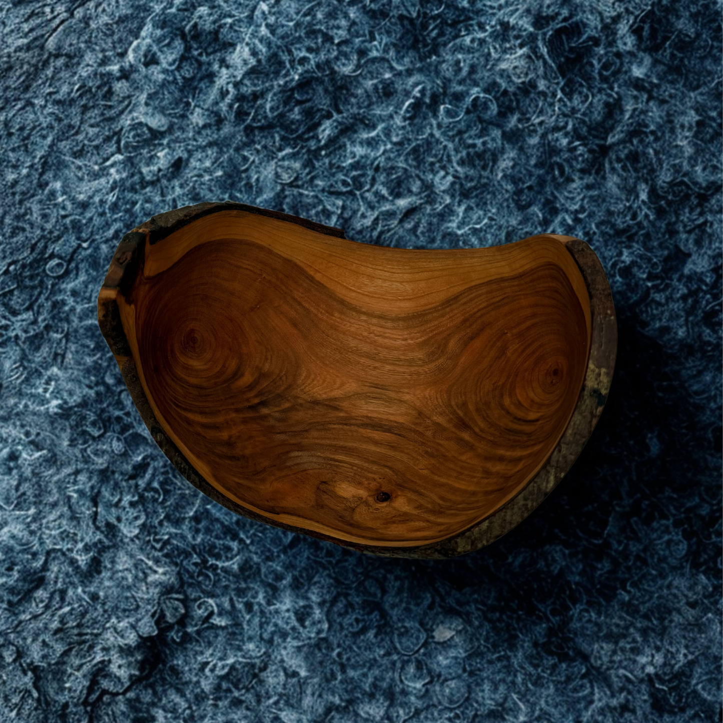 Black cherry Bowl with Bark Edge – Compact Organic Form
