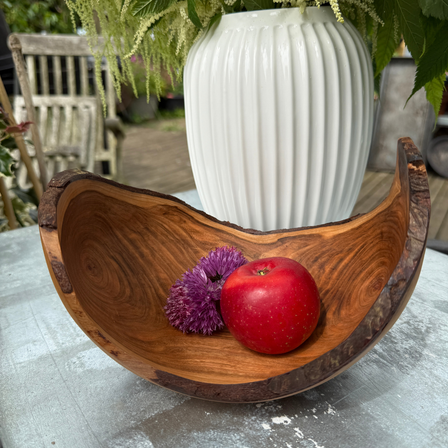 Black cherry Bowl with Bark Edge – Compact Organic Form
