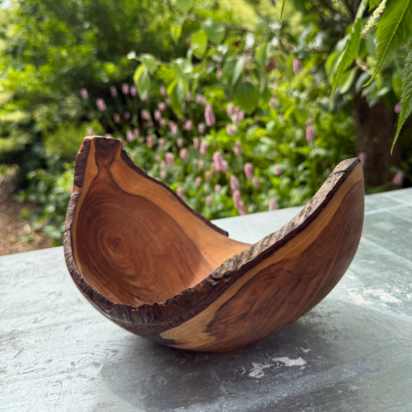 Black cherry Bowl with Bark Edge – Compact Organic Form