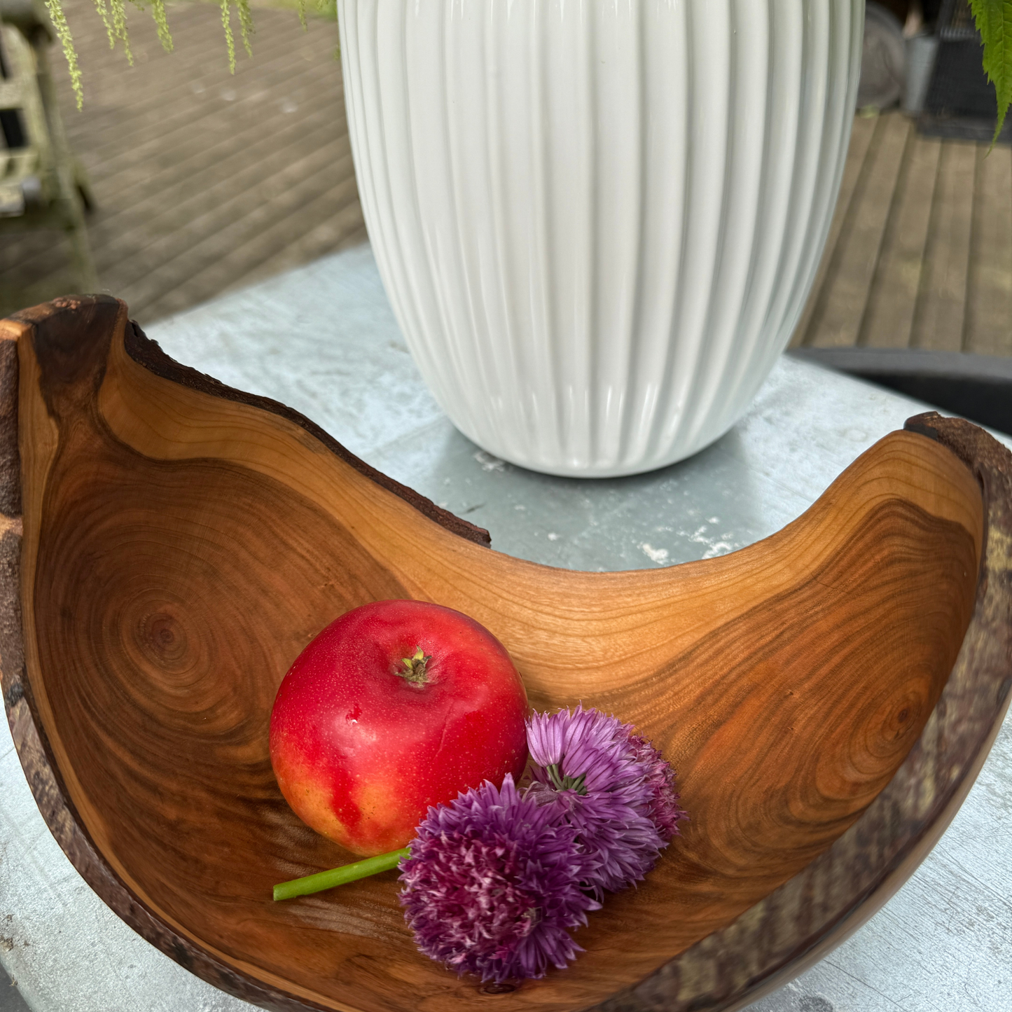 Black cherry Bowl with Bark Edge – Compact Organic Form
