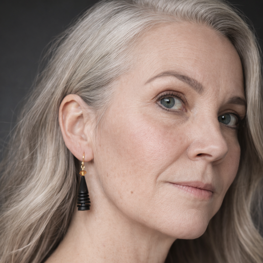 Wood & Amber Star Christmas Tree Earrings