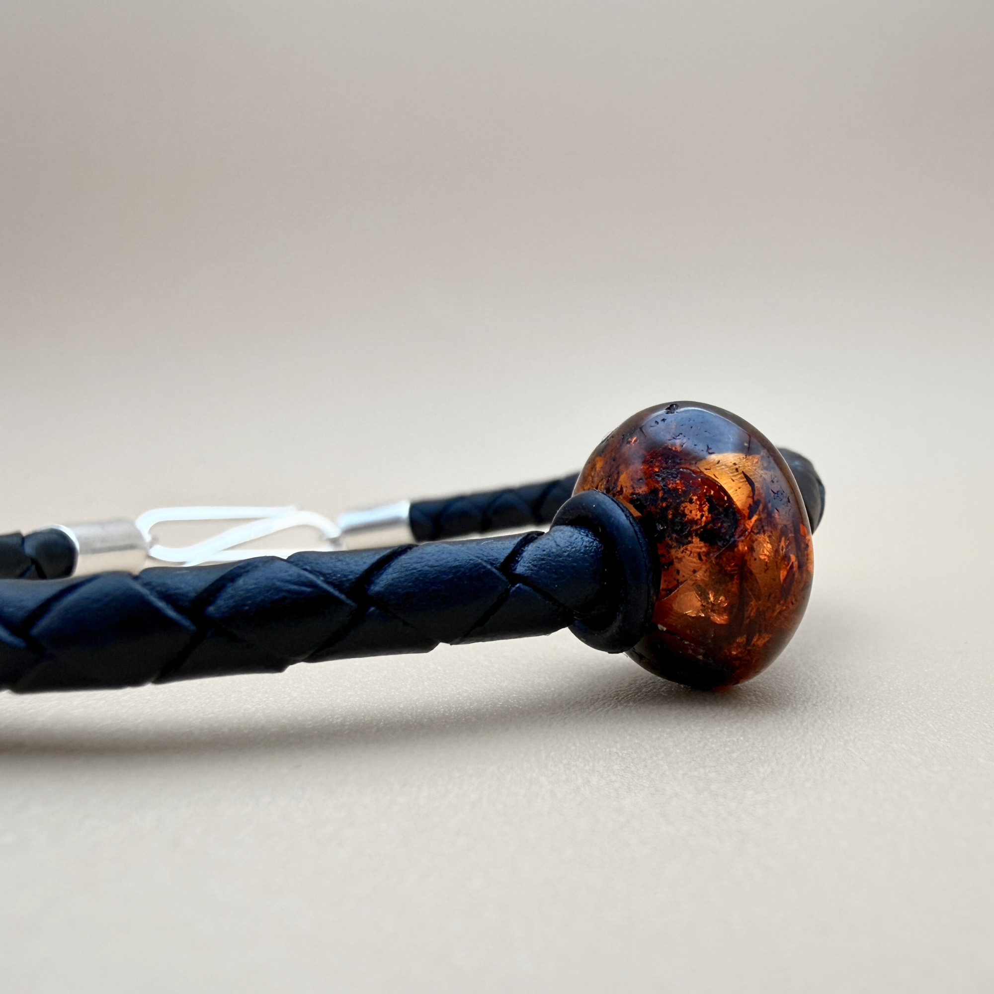 Men’s Leather Bracelet with Amber