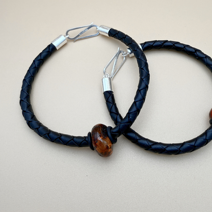 Men’s Leather Bracelet with Amber