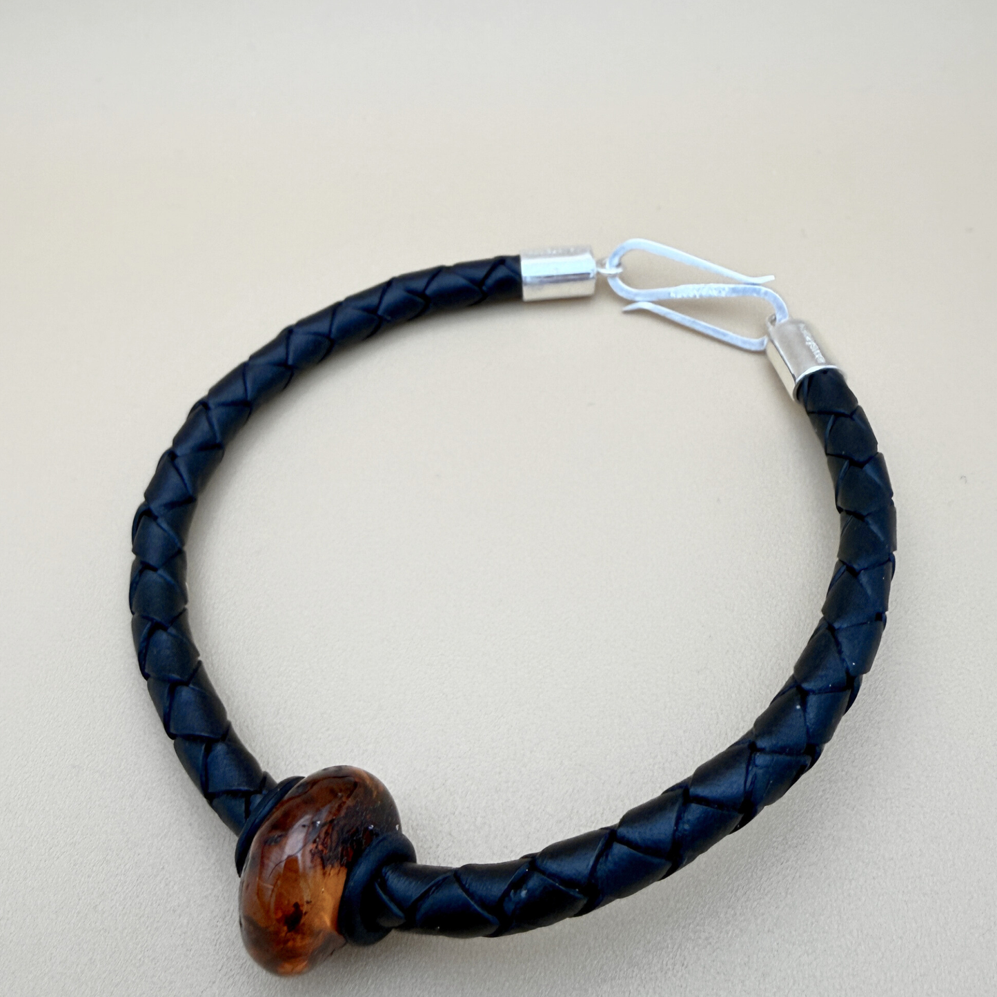 Men’s Leather Bracelet with Amber
