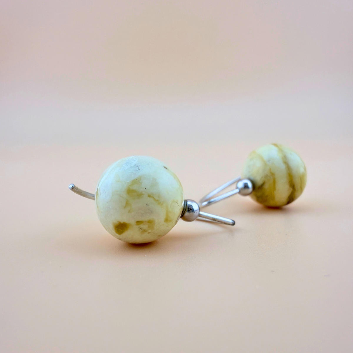 No. 1 Milky Amber & Silver Earrings