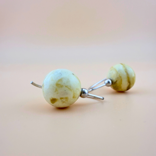 No. 1 Milky Amber & Silver Earrings