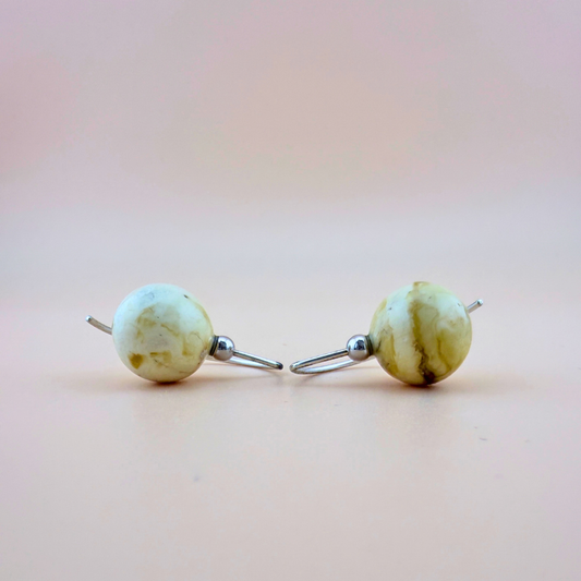 No. 1 Milky Amber & Silver Earrings