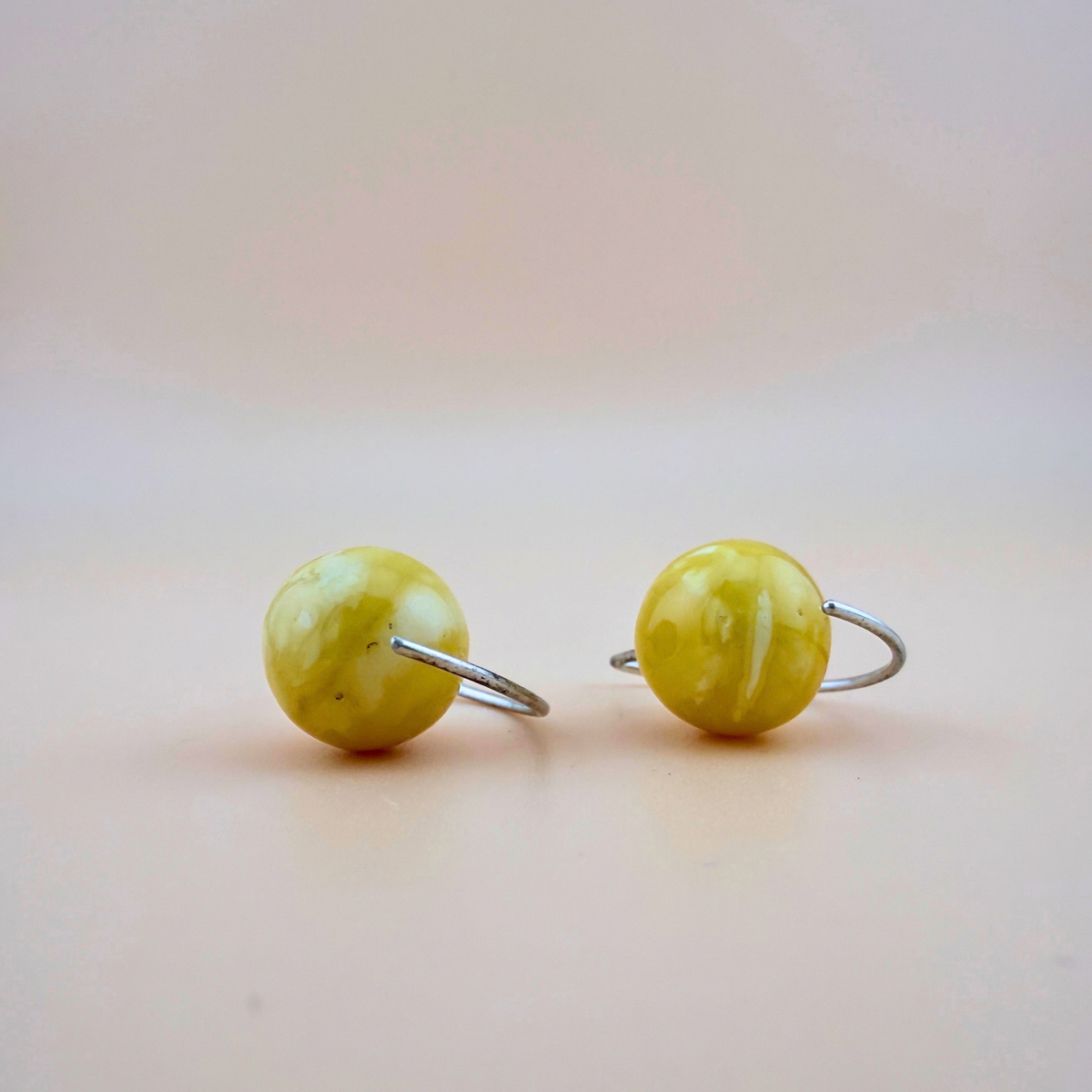 No. 1 Milky Amber & Silver Earrings