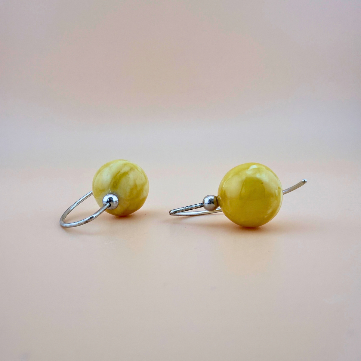 No. 1 Milky Amber & Silver Earrings