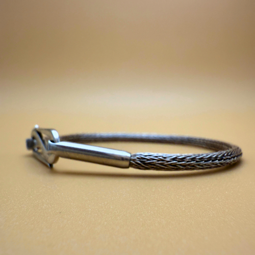 Handknitted Silver Bracelet – Double Stitch