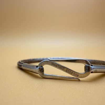 Handgestricktes Silberarmband – Doppelstich
