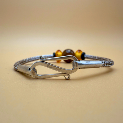 Handgestricktes Silberarmband – Doppelstich