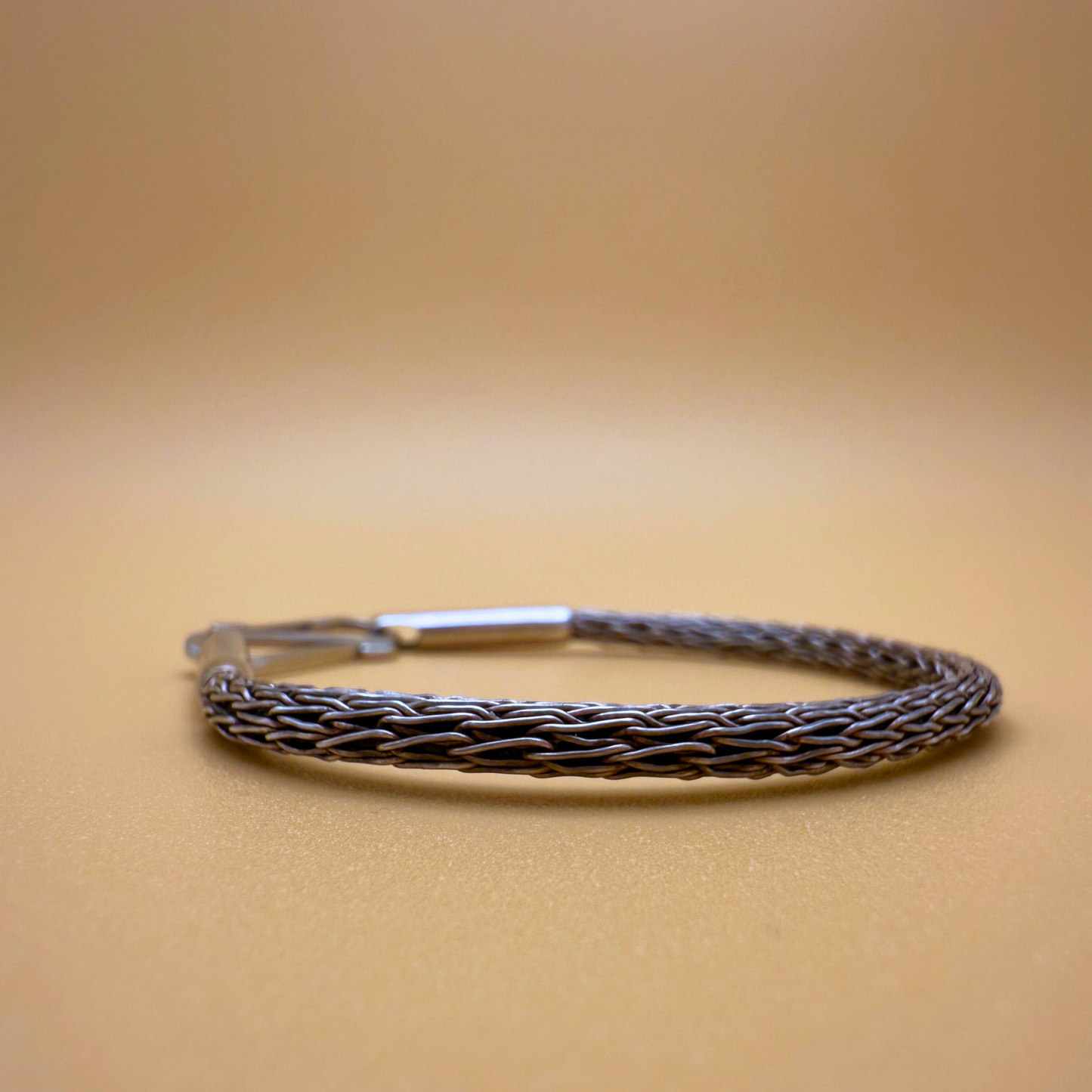 Handknitted Silver Bracelet – Single Stitch