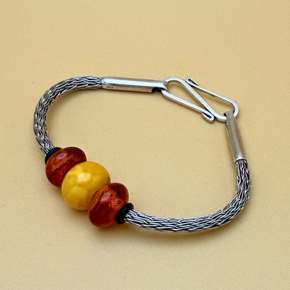 Handknitted Silver Bracelet – Single Stitch