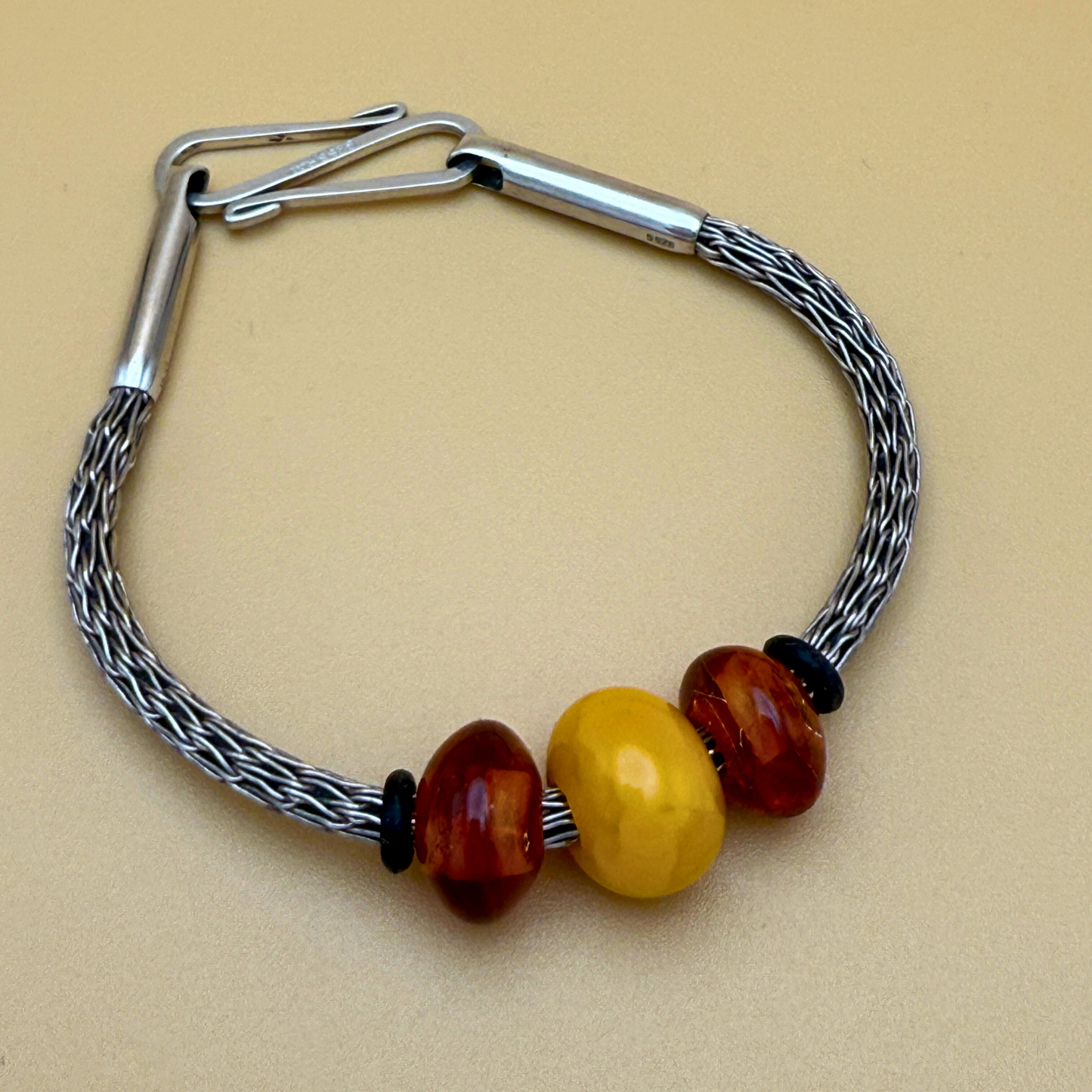 Handknitted Silver Bracelet – Single Stitch