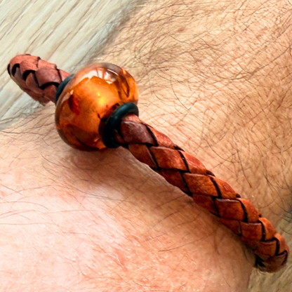 Men’s Leather Bracelet with Amber