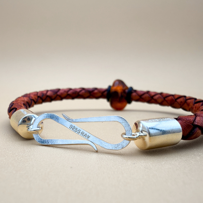 Men’s Leather Bracelet with Amber