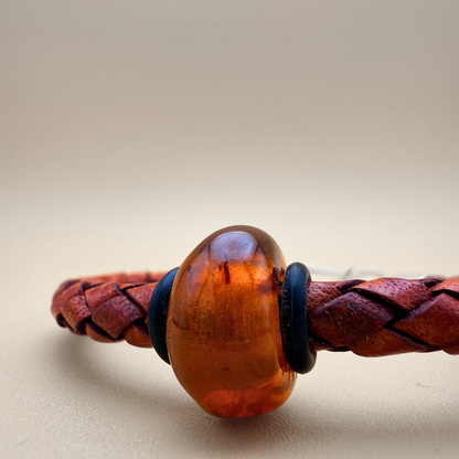 Men’s Leather Bracelet with Amber