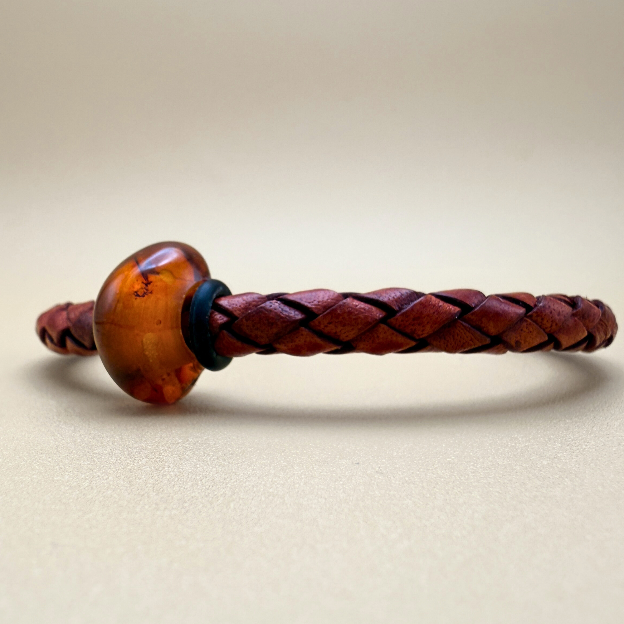 Men’s Leather Bracelet with Amber