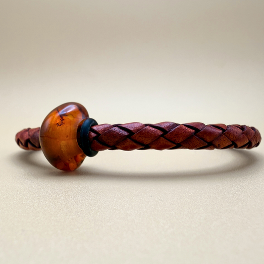 Men’s Leather Bracelet with Amber