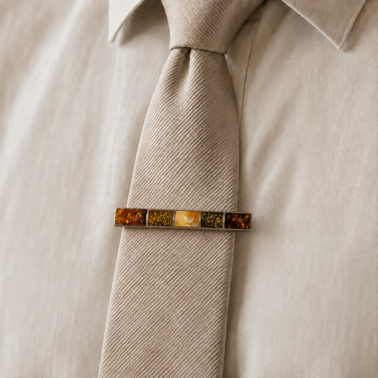 Amber tie clip 925 sterling silver with amber inlay