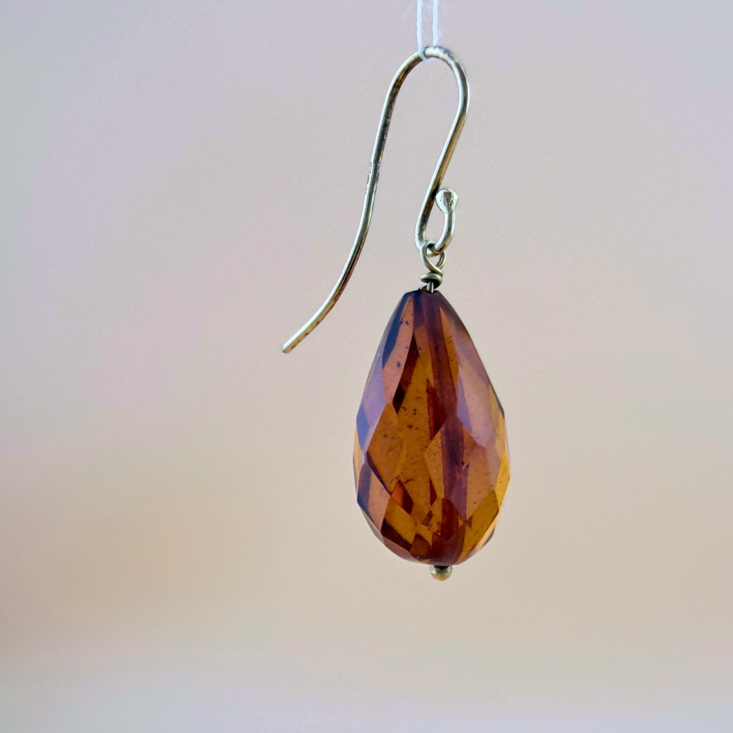 Cognac Amber Faceted Drop Earrings