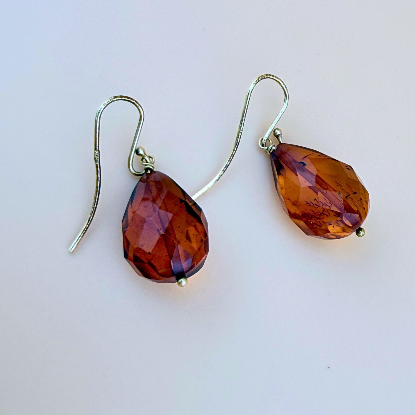 Cognac Amber Faceted Drop Earrings