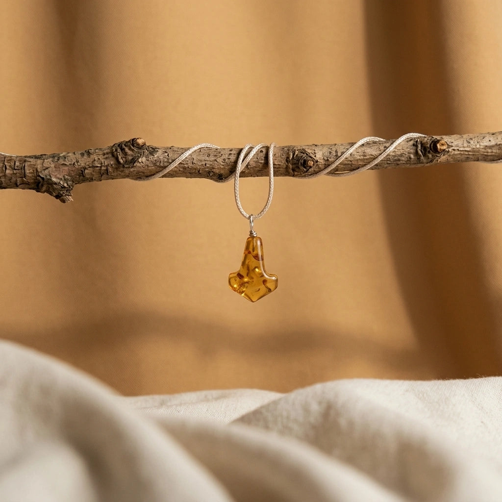 Mjølner pendant - clear lemon amber