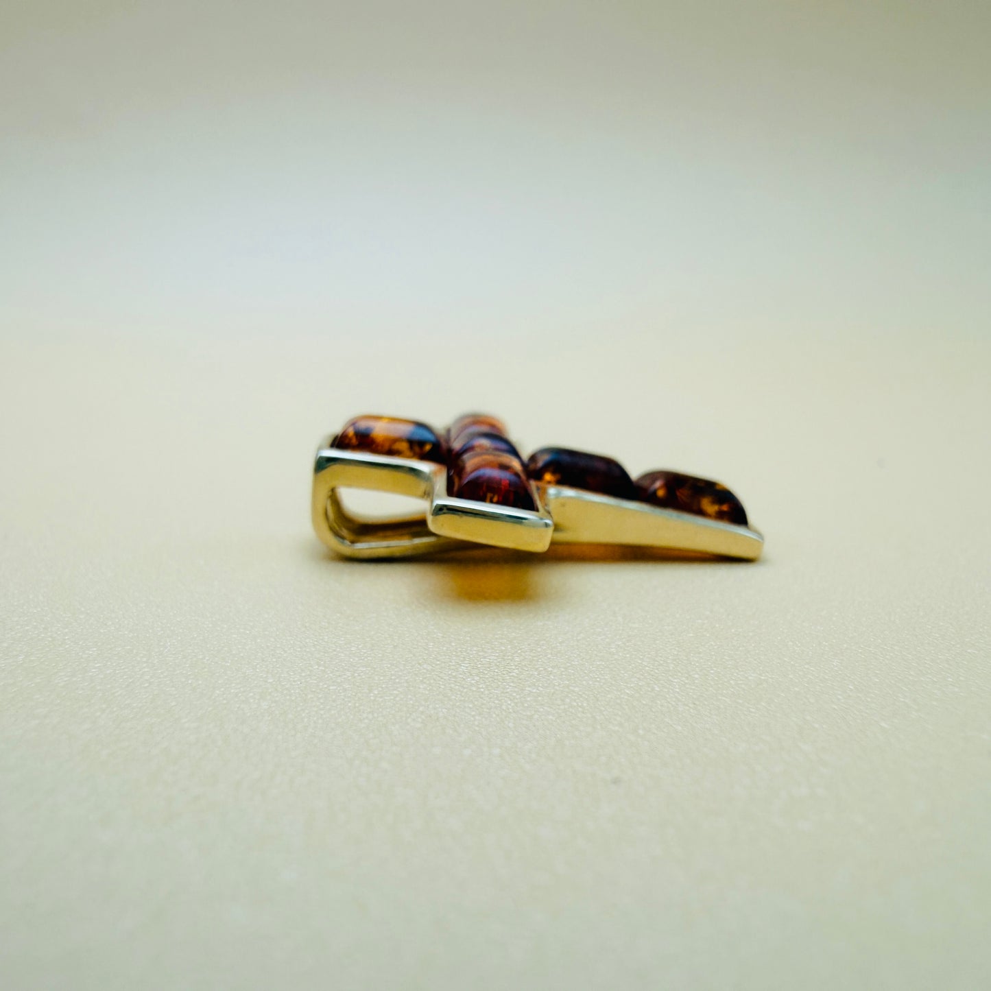 14kt Gold Cross Pendant with Amber Cabochons