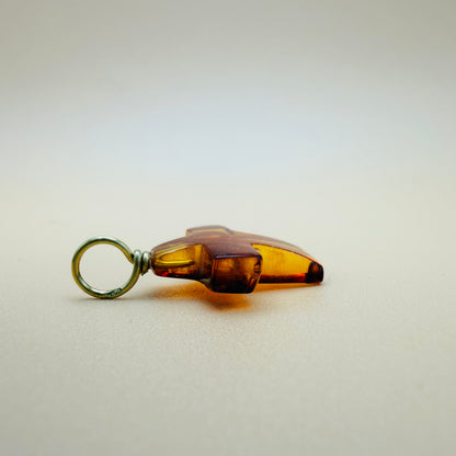 Amber Cross Pendant with 18kt Gold Bail