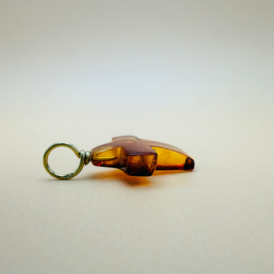 Amber Cross Pendant with 18kt Gold Bail