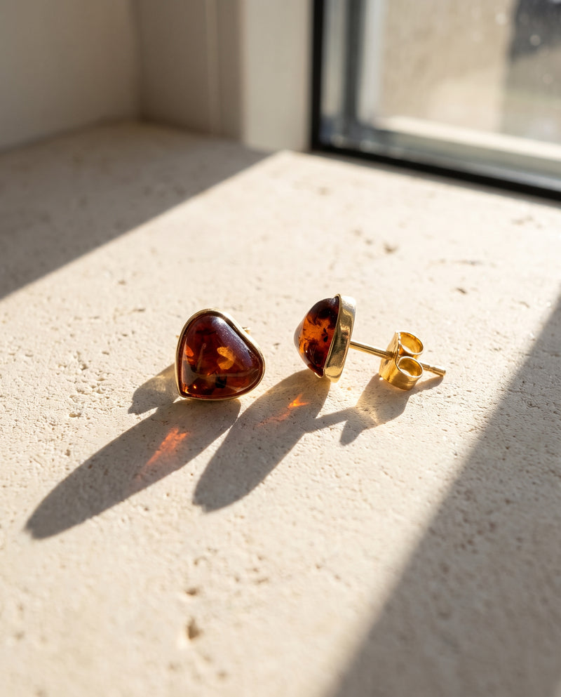 Gold heart earstuds