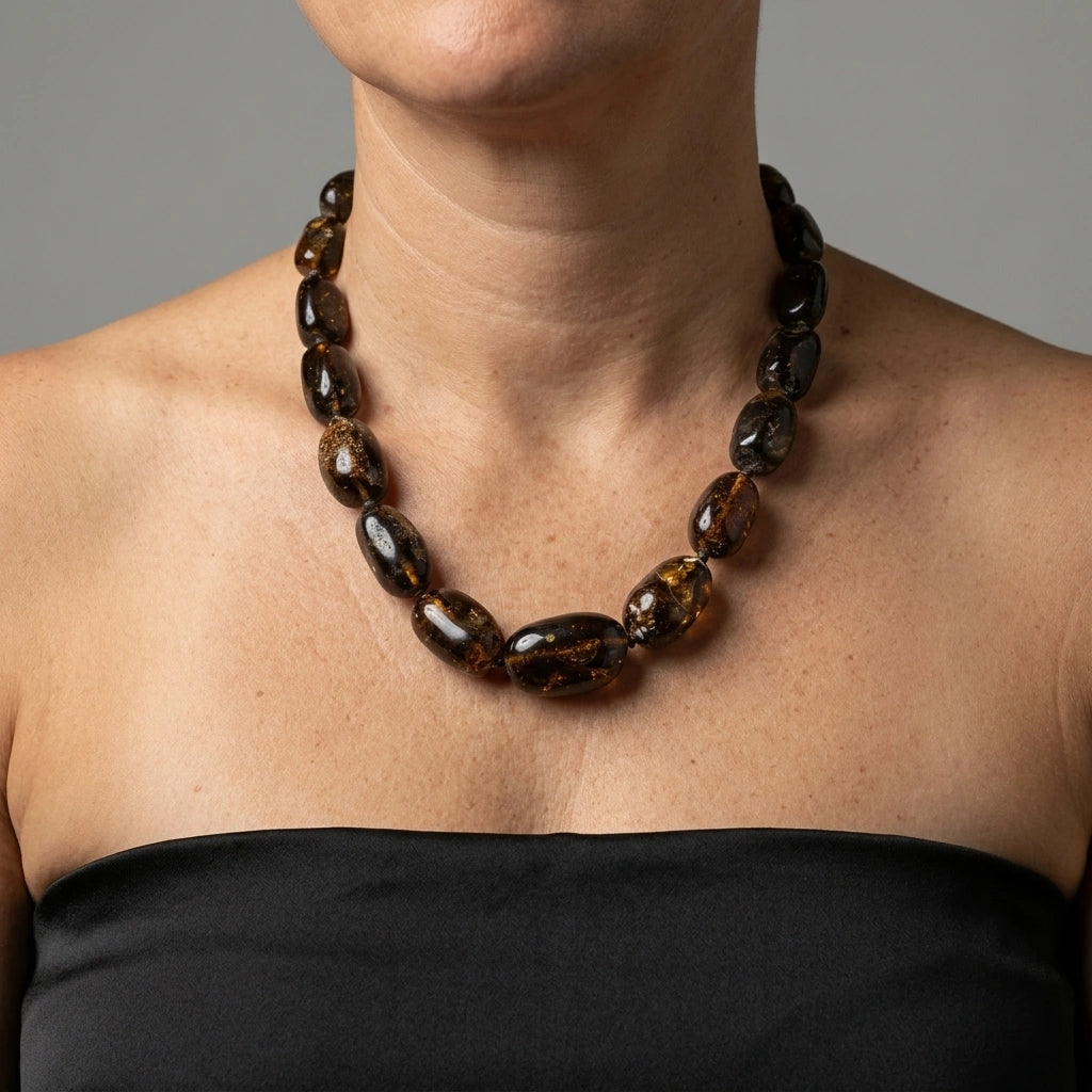 Moss Amber Necklace – Baroque Olive
