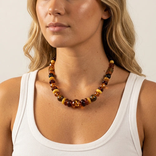 Unique Polished Amber Necklace, pure amber