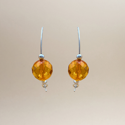 No. 3 Faceted Light Cognac Amber Earrings