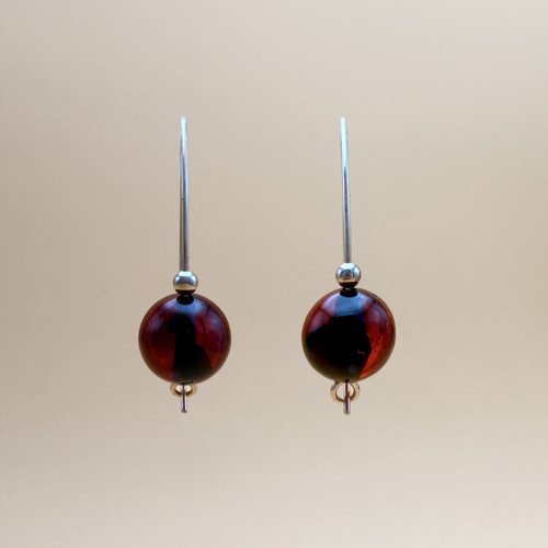 No. 3 Wine red amber earrings