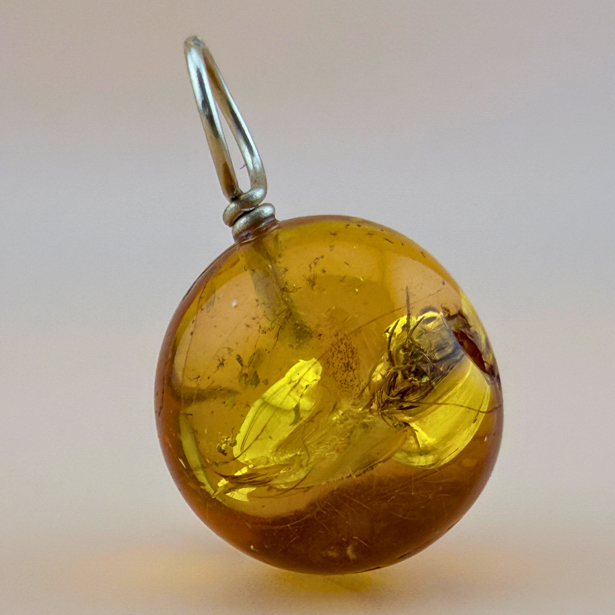 Pendant with spider inclusion & 14 kt gold