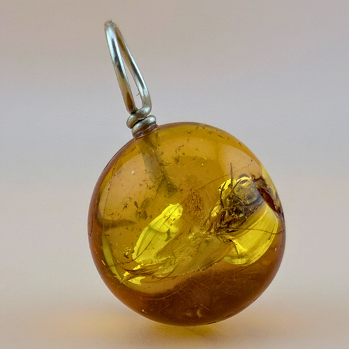 Pendant with spider inclusion & 14 kt gold