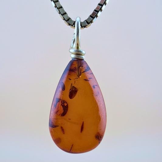Clear Cognac Drop Pendant with 14 kt Gold Bail