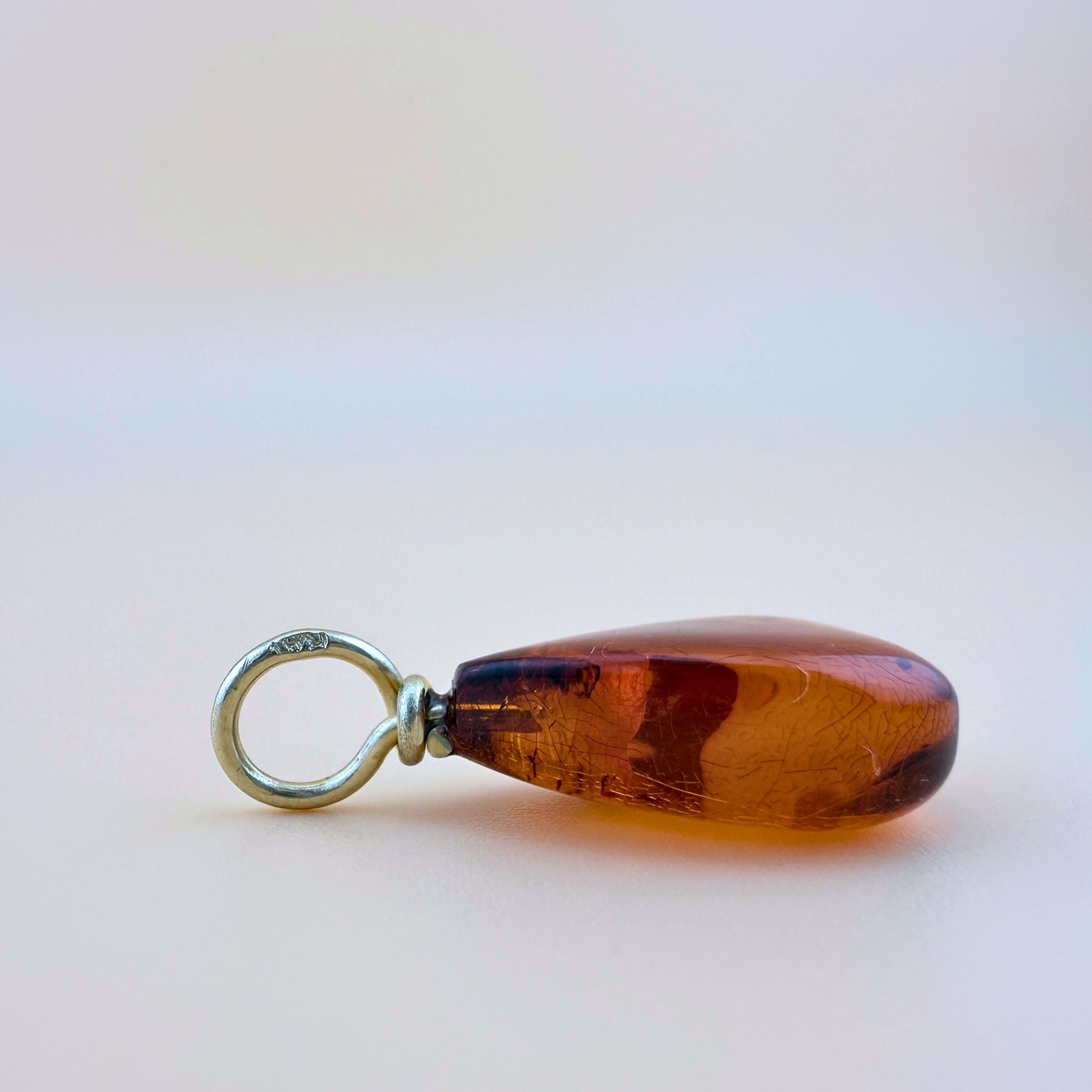 Clear Cognac Drop Pendant with 14 kt Gold Bail