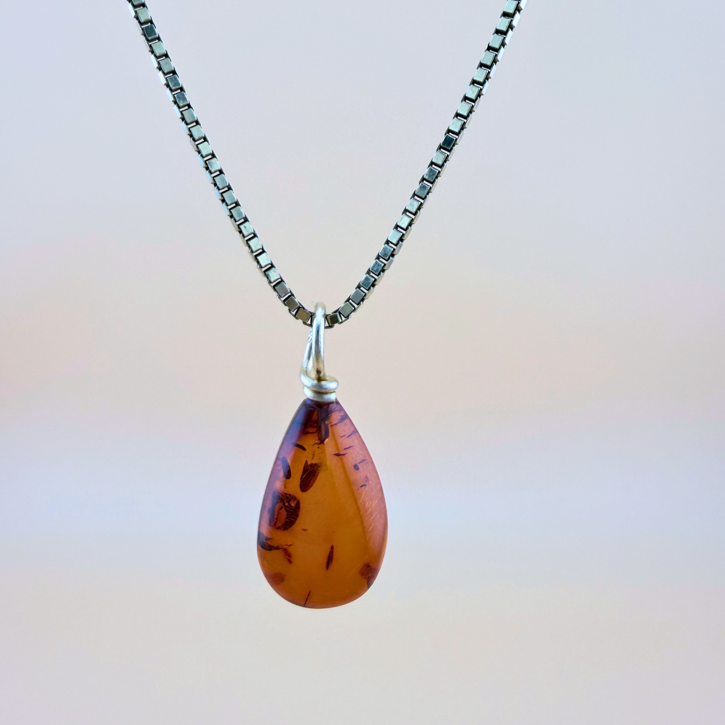 Clear Cognac Drop Pendant with 14 kt Gold Bail