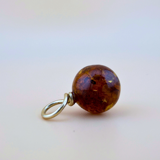 Cognac Shimmer Anhänger mit 14 kt Goldfassung