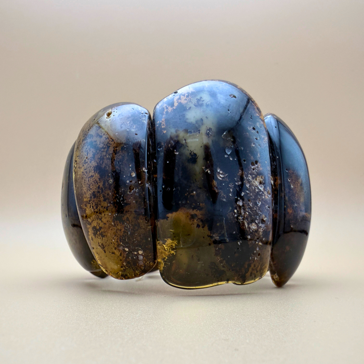 Large Moss Amber Bracelet, One of a Kind